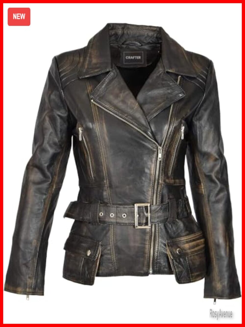 Genuine Lambskin Leather Jacket Womens Moto Biker Zip Front Slim Fit